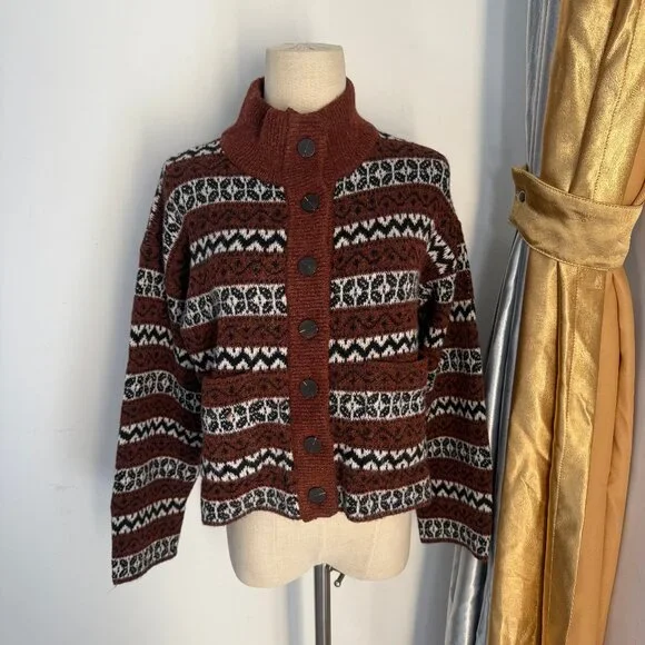 Sezane Thais jacket sweater mohair brown jacquard - Picture 2 of 11